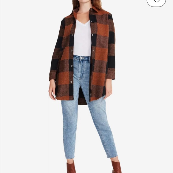 BB Dakota/ Steve Madden camel and black buffalo patter long shacket - Picture 1 of 5